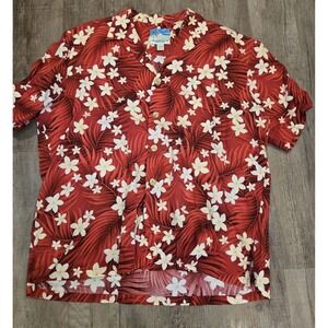 Hawaiian Button Down Shirt Size Large Red/White Floral Short Sleeve Size‎ XXL